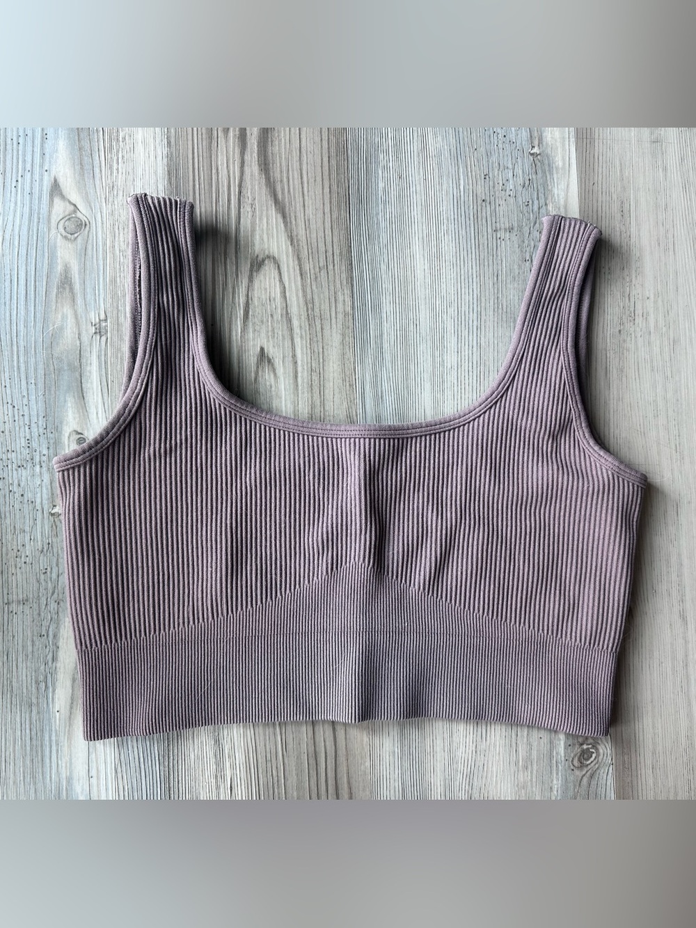 SHEIN Dusty Mauve Seamless Ribbed Crop Tank Brami Size L
